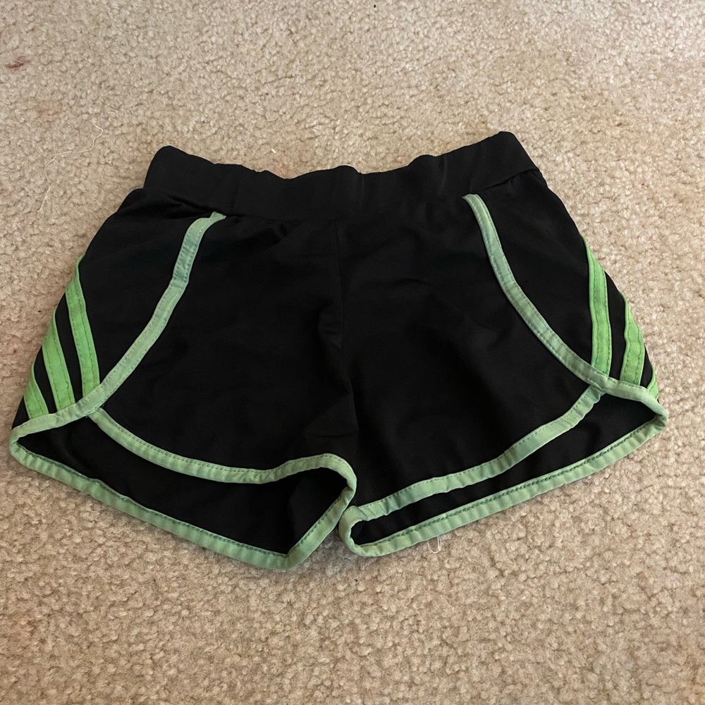 Neon green side adidas black mini sport shorts